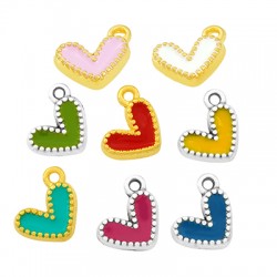 Enameled Zamak Charm Heart 7x9mm