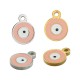Enameled Stainless Steel 304 Charm Round with Evil Eye 8mm