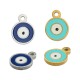 Enameled Stainless Steel 304 Charm Round with Evil Eye 8mm