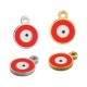 Enameled Stainless Steel 304 Charm Round with Evil Eye 8mm
