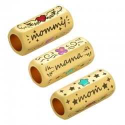 Μεταλλικό Μπρούτζινο Εξάγωνο “mama” & Σμάλτο 8x19mm Ø5mm