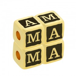 Brass Bead Cube "MAMA" 8mm Ø3mm