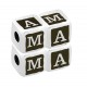 Brass Bead Cube "MAMA" 8mm Ø3mm