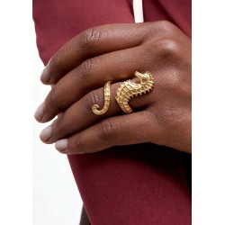 Stainless Steel Finger Ring Seahorse 21x35mm Ø18mm