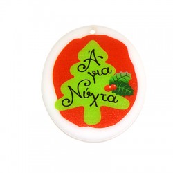 Colgante Ovalado de Acrílico Plexi con Árbol «Άγια Νύχτα» 60 x 50 mm