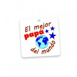 Pendentif Carré en Acrylique Plexi « El Mejor Papa Del Mundo » 40 mm