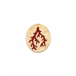 Pendentif Ovale en Acrylique Plexi Corail 36 x 45 mm