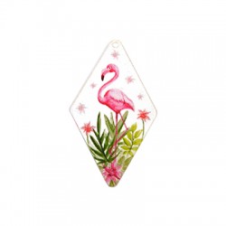 Colgante de Metacrilato Rombo con Flamenco 39x70mm