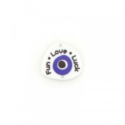Colgante de Metacrilato "FUN LOVE LUCK" con Ojo 23x25mm