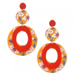 Ciondolo in Plexi Rotondo con Fiori 50mm & 23mm (2pz/Set)