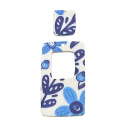 Ciondolo in Plexi con Fiori 31x55mm & 17x20mm (2pz/Set)