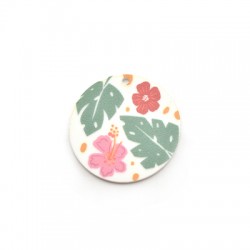 Plexi Acrylic Pendant Round with Flowers 50mm