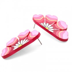 Boucles d'oreille demi marguerite en Plexiacrylique 23x45mm (paire)
