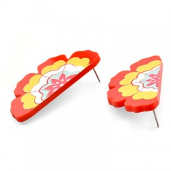 Boucles d'oreille demi marguerite en Plexiacrylique 25x50mm (paire)