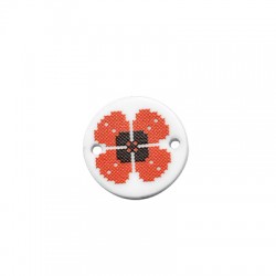 Connecteur rond en Acrylique Plexi avec Coquelicot 18 mm