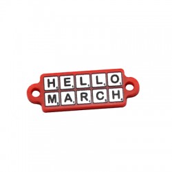 Connecteur Ovale en Acrylique Plexi « Hello March » 20 x 9 mm