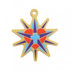 Pendente in Plexi Acrilico Stella con Cuore e Croze 40mm