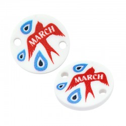 Connecteur rond en Acrylique Plexi « March » avec Hirondelle 15 mm