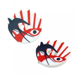 Bouton en Acrylique Plexi avec Hirondelle et œil Maléfique 17 mm