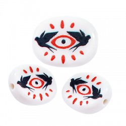 Acrylic Bead Oval with Swallow & Eye 12x15mm Ø1.2mm