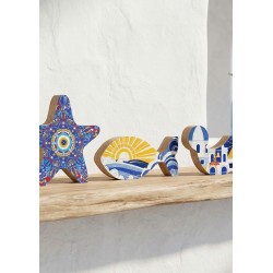 Wooden Decorative Fish with Sun & Sea 150x60mm/20mm