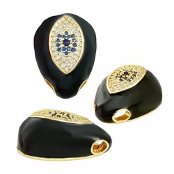 Charm Coulissant Ovale en Laiton avec œil Maléfique et Zircon 15 x 22 mm