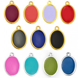 Enameled Zamak Charm Oval 16x20mm