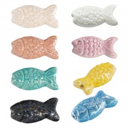 Cuenta de Cerámica Esmaltada con Forma de Pez 26x12 mm Ø2 mm
