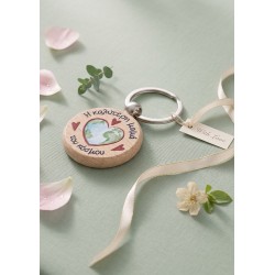 Porte-clés avec pendentif en bois « Best mom » 39 mm/7 mm