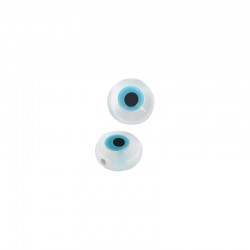 Perle Ronde Plate en Nacre avec Œil Maléfique 5 mm/2.60 mm Ø 0.8 mm