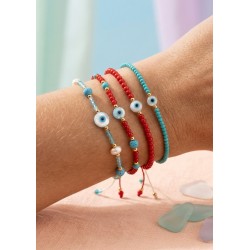 MOP Shell Round Bead Flat with Evil Eye 6mm/2.65mm Ø0.8mm