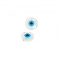 Perle Ronde Plate en Nacre avec Œil Maléfique 8 mm/2.80 mm Ø 0.8 mm