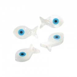 Perle en Nacre en Forme de Poisson avec Œil Maléfique 8x15 mm/2.2 mm Ø 0.8 mm