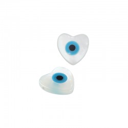 Cuenta de Concha MOP en Forma de Corazón Plana con Ojo del Mal 10 mm/2,7 mm Ø 0,8 mm