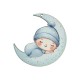 Wooden Pendant Moon with Baby 82mm