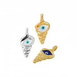 Charm Coquillage en Zamak émaillé avec Œil Maléfique 7 x 13 mm/2.75 mm