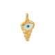 Charm de zamak esmaltado con forma de concha y ojo turco 7 x 13 mm/2,75 mm