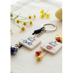 Ciondolo Quadrato in Ceramica "Νονό" 30 mm/5 mm Ø ~ 2,4 mm