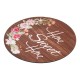 Wooden Pendant Round "Home Sweet Home" with Flowers 250mm