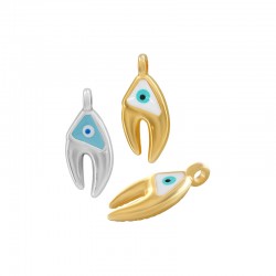 Dije de zamak esmaltado con forma de pinza de cangrejo y ojo turco 7 x 13 mm/3 mm