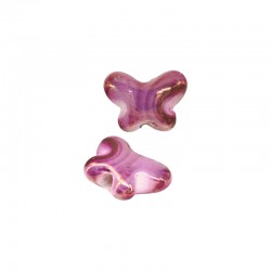 Perlina in Ceramica Smaltata a Forma di Farfalla Fucsia 16x12 mm Ø 2,4 mm