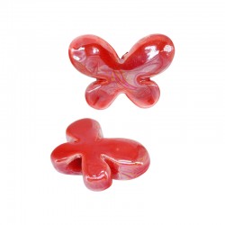 Cuenta de Cerámica Esmaltada Mariposa Roja 23x16 mm Ø3,5 mm