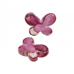 Enameled Ceramic Bead Fuchsia Butterfly 23x16mm Ø3.5mm