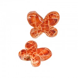Perlina in Ceramica Smaltata a Forma di Farfalla Color Ocra 23x16 mm Ø 3,5 mm