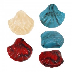 Perle acrylique en forme de coquillage 30 x 33 mm / 14 mm Ø 3 mm