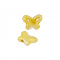 Perle en Céramique Émaillée Papillon Jaune 16 x 12 mm Ø 2.4 mm