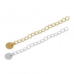Catena di Prolunga in Ottone 3x4 mm con Ciondolo Rotondo 6 mm (Lunghezza 5 cm)