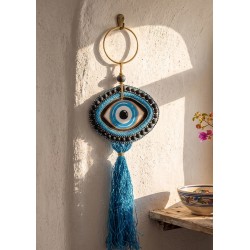 Pendentif en bois « œil maléfique » 120 x 77 mm