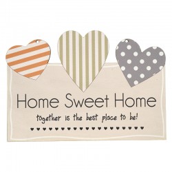 Ciondolo in legno con cuori "Home Sweet Home" 187x129 mm