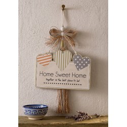 Ciondolo in legno con cuori "Home Sweet Home" 187x129 mm